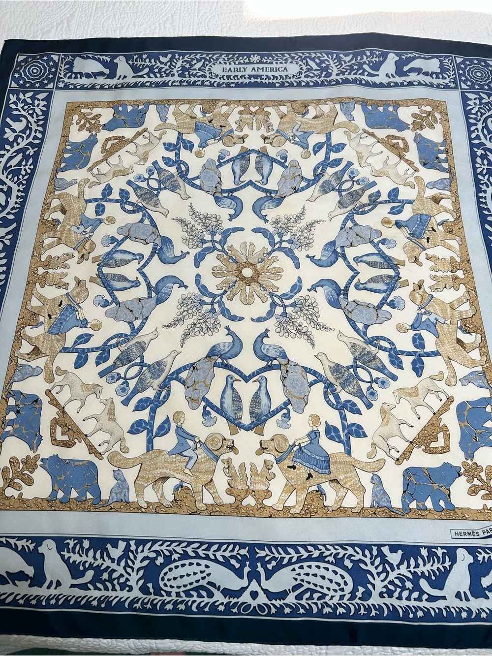 Hermès "Early America" silk scarf